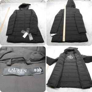 Ralph Lauren Down Jacket Womens XS Black Packable Stretch Lightweight Puffer NWD